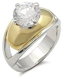Two Toned Solitaire CZ Engagement Ring