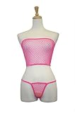 Exposed by Magic Silk : Exposed by Magic Silk Fishnet  Tube Top/G-String Set, Lrg/Xl,  Pink