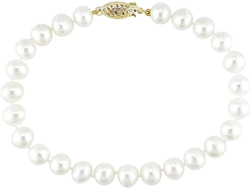 7-1/4" Freshwater 6.5-7mm Pearl Bracelet w/14K FE Clasp