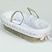 Eyelet Ribbon Moses Basket - Color: Pink Ribbon