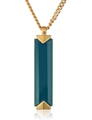 Sam Edelman Rectangle Stone Teal Pendant Necklace, 32"