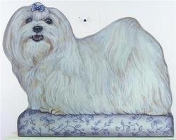 Maltese Door Stop - Wooden Decorative Pet Dog