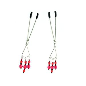 NIPPLE CLAMPS TWEEZER W/RED BEADS