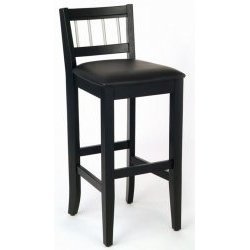 Manhattan Pub Stool (Black and Stainless Steel) (40.25H x 20W x 17D) by Bar Stools