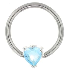 BABY BLUE Heart Shaped Gemstone CBR Nipple / Belly Rings