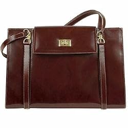 VINTAGE VALOR LEATHER BAG BRIEFCASE MADE IN ITALY COFFEE BROWN