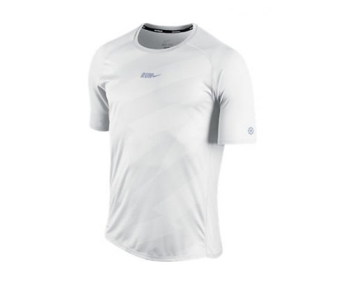 NIKE Herren Laufshirt SUBLIMATED Short Sleeve, white/reflective silv, XL, 424228-100