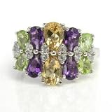 1.9ct Genuine Natural Colored and Diamond 10k White Gold Ring