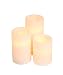 Everlasting Glow Flameless Wax Candle with Timer, Bisque Color with Vanilla Scent, Set of 3 Pillar Candles in Assorted Sizes