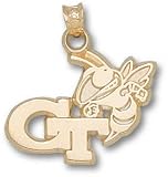 Georgia Tech Yellow Jackets Solid 10K Gold ''GT'' Buzz 5/8'' Pendant