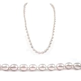 AugustinaJewelry Single Strand 22 Inch 7-8mm white Oval Shape Freshwater Cultured Pearl Necklace