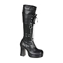 GOTHIKA-206, 3 3/4' Blk Pu D-Ring Chain Knee Boot