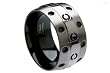 Two Tone Titanium Men's Ring w/ Black Circle Pattern