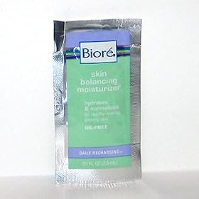 Biore Oil Free Skin Balancing Moisturizer - Hypoallergenic Moisturizing Face Lotion - Travel Size Packet 0.1 oz.