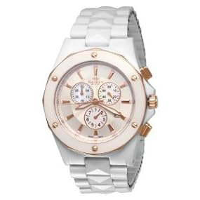 Oniss #ON620-MRG7 Men's Primo Ceramica White Ceramic Sports Chronograph Watch with Rose Gold Trim