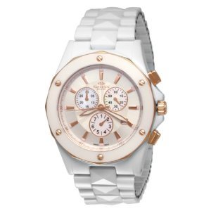 Oniss #ON620-MRG7 Men's Primo Ceramica White Ceramic Sports Chronograph Watch with Rose Gold Trim
