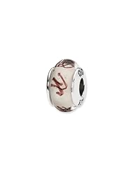 Sterling Silver White And Plum Scribbles Hand-blown Glass Charm