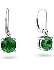 Created Emerald 14kt White Gold Lever Back Earrings