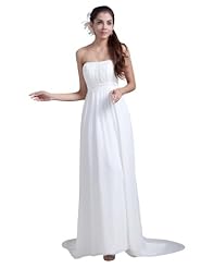 Sexy Strapless Chiffon Pleated Backless Sheath  Dress with a Brush/Sweep Train 