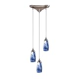 Milan - 3 Light Mini Pendant Lighting Fixture - Brushed Nickel - Mountain Blue Glass - B3294