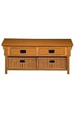 Craftsman Cocktail Table Bskts With Drawers Light Oak