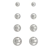 Ladies Set of 4 Ball Stud Earrings, Silver, Model SE421