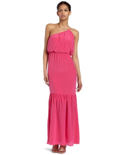 Halston Heritage Women's One Shoulder Maxi Dress, Ultra Pink, 0
