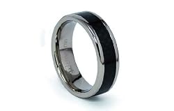 Titanium Ring High Polish with Black Carbon Fiber Inlay 8mm