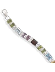 7"+1.5"Extension Faceted Multistone Link Bracelet