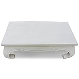 COUCHTISCH Weiß 100 x 50cm Opiumtisch Wohnzimmer MASSIV Beistelltisch Hocker Holz Tisch SHABBY CHIC - 4