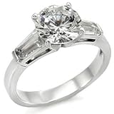 Size 8 Clear Cubic Zirconia Stainless Steel Ring