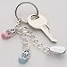 Personalized Sterling Silver Baby Bootie Keychain