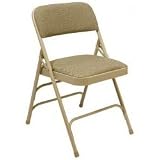 Premium Fabric Upholstered Folding Chair, Set of 4 (Beige Fabric/Beige Frame) (29.5H x 18.75W x 20.75D)