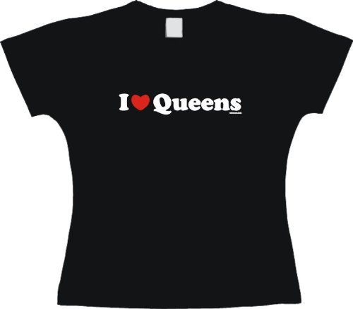 I Heart (Love) Queens Women's Tee Shirt XL-Light Blue Babydoll (petite fit)