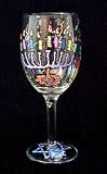 Hanukkah Happiness Design - Hand Painted -Wine Glass - 8 oz.