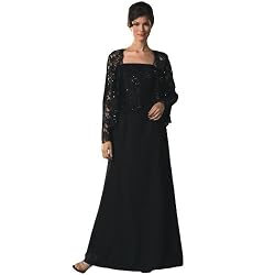 Beaded Lace Formal Evening Dress and Jacket - Mother of Bride & Groom Dress. Mothers Dress Gown. Womens Long Evening Gown by Sean Collection (7286)
