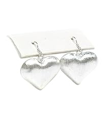 Silver Puffy Heart Earrings Fashion Jewelry