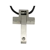 316L Stainless Steel Pendant with matte finish and cz stone
