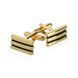 Gold-Plated Bar Cufflinks Featuring Black Enamel with Presentation Box