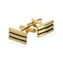Gold-Plated Bar Cufflinks Featuring Black Enamel with Gift Box