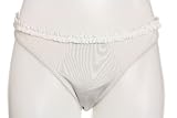 BCBGMAXAZRIA Women's White Shimmer Solids Ruffle Brief Bikini Bottom