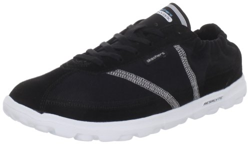 Skechers Women's Go Walk Nice Lace-Up Fashion Sneaker,Black/White,8 M US