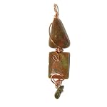 Unakite Pendant 02 Wire Wrapped Green Pink Crystal Healing Copper Gemstone Reiki Artist Stone 3.8