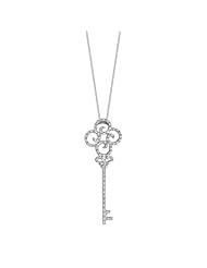 14k White Gold 0.54 Ctw Large Key to My Heart Necklace