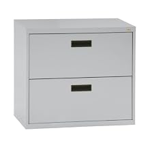 Sandusky 400 Series Dove Gray Steel Lateral File Cabinet with Plastic Handle, 30" Width x 27-1/4" Height x 18" Depth, 2 Drawers