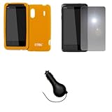 EMPIRE Orange Silicone Skin Case Cover + Mirror Screen Protector + Retracta ....