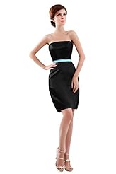 Plus Size Sexy Strapless Cocktail Short Open-Back Sheath Sleeveless Satin Club Dress/Evening Dress/Homecoming Dress/Bridesmaid Dress/Prom Dress/Quinceanera Dress/Wedding Party Dress 