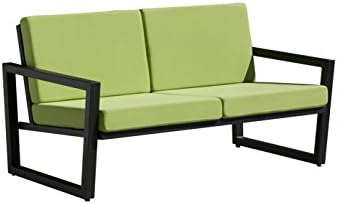 Elan Furniture VLB 110-ABSV-S04 Vero Lounge Settee Outdoor Settee, Ginkgo, Black Frame