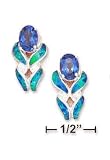 Sterling Silver 5x7mm Synthetic Tanzanite Post Earrings