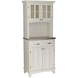 White Buffet with Two Door Hutch and Stainless Top - Home Styles - 5001-0023-22